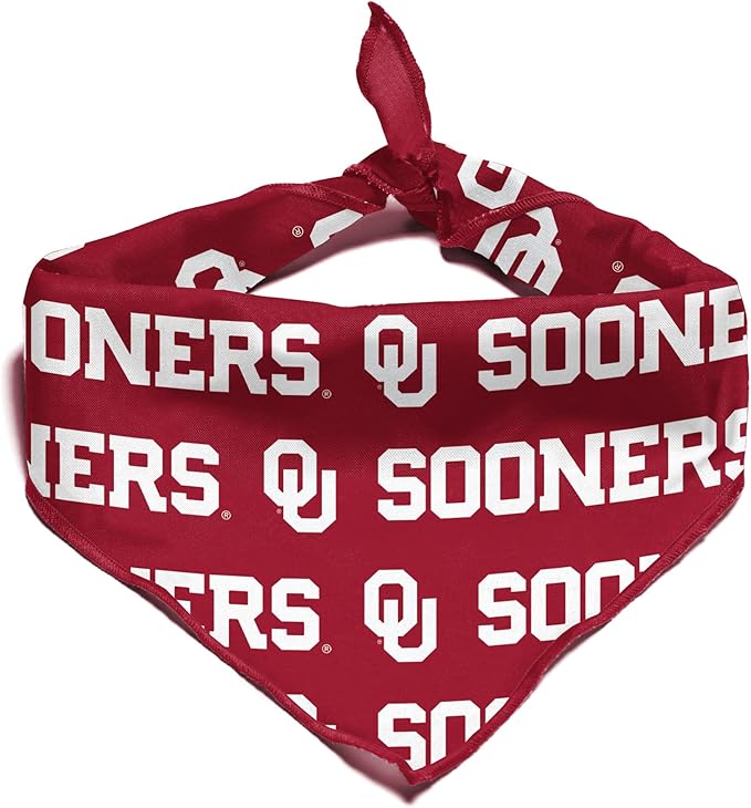 NCAA Officially Licensed Bandana for Dogs and Cats | Fits Pets Great Gift Idea | Easy-to-Tie (Small, Oklahoma Sooners)