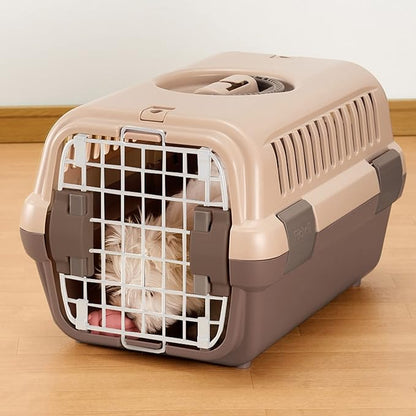 Richell Pet Travel Carrier Size Small in Brown, Travel Carrier or Crate for Dogs & Cats up to 11 lbs.