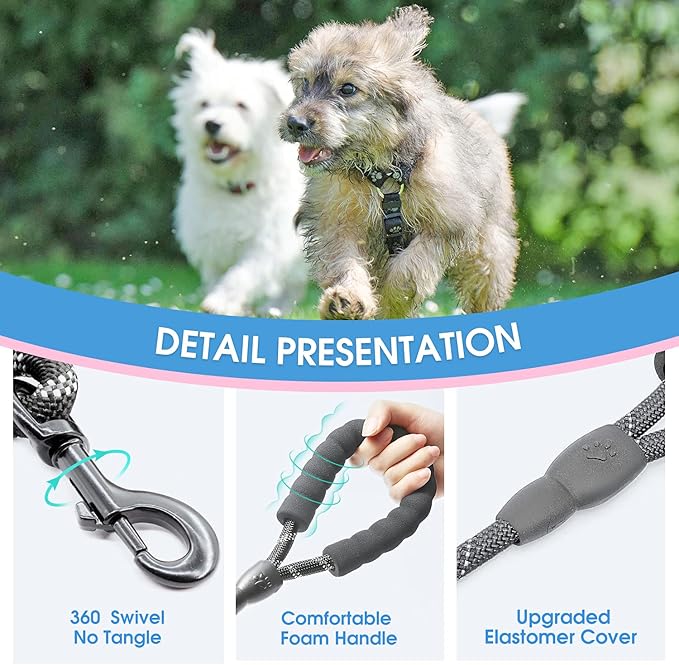 BAAPET 2/4/5/6 FT Dog Leash with Comfortable Padded Handle and Highly Reflective Threads for Small Medium and Large Dogs (5FT-1/3''