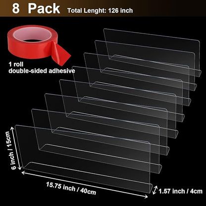 8PCS Under Bed Blocker for Pets, Clear Toy Blocker for Under Couch, Stop Pets Toys Going Under Furniture Bed or Sofa Couch, Gap Bumper for Under Bed for Pets King Size Bed, 6" Height 162" Length