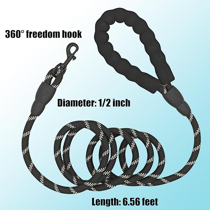Rope Dog Leash with Comfortable Hand Grip 6.5 FT