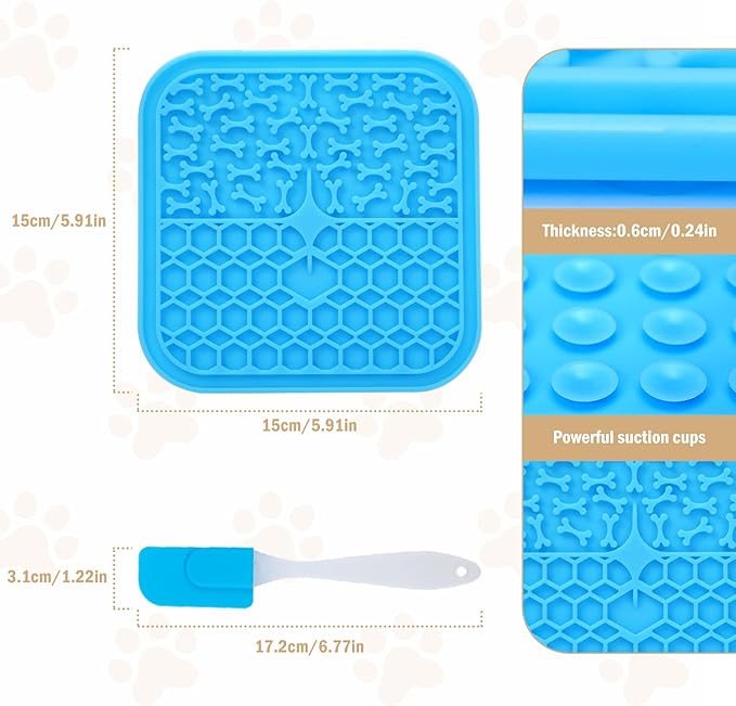 Lick Mat for Dogs Slow Feeder Licking Mat Anxiety Relief Lick Pad with Suction Cups for Peanut Butter Food Treats Yogurt, Pets Bathing Grooming Training Calming Mat - 2 Pack