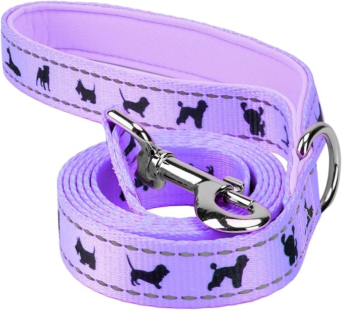 EcoBark Dog Leash - Soft & Reflective Comfort Training Leashes with Padded Handle - Strong Durable Heavy Duty - Training and Pulling for Small, Medium or Large Dogs (Lavender)