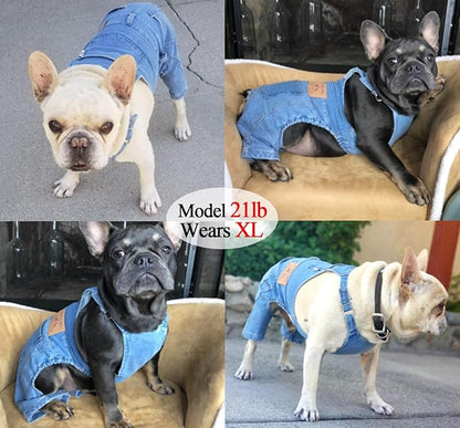 Dog Shirts Clothes Denim Overalls, Pet Jeans Onesies Apparel, Puppy Jean Jacket Sling Jumpsuit Costumes, Fashion Comfortable Blue Pants Clothing for Small Medium Dogs Cats Boy Girl (Blue, X-Large)