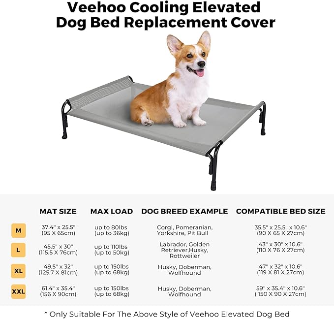 Veehoo Dog Bed Replacement Cover for CWC2204, Size M, Grey