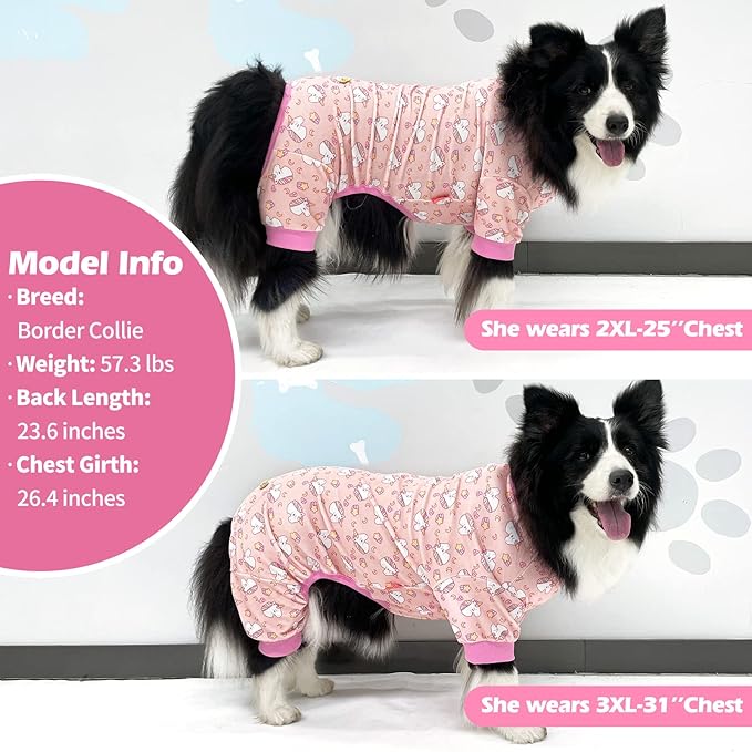 KYEESE Christmas Dog Pajama for Medium Dogs Soft Material Stretchable Dog Pajamas Onesie Dog Apparel, Santa Claus, XX-Large