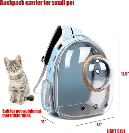 Cat Backpack Carriers,Bubble Space Capsule Kitten Pet Puppies Weight about 10lb,Designed for Travel, Hiking, Walking,Camping& Outdoor Use (Light Blue)