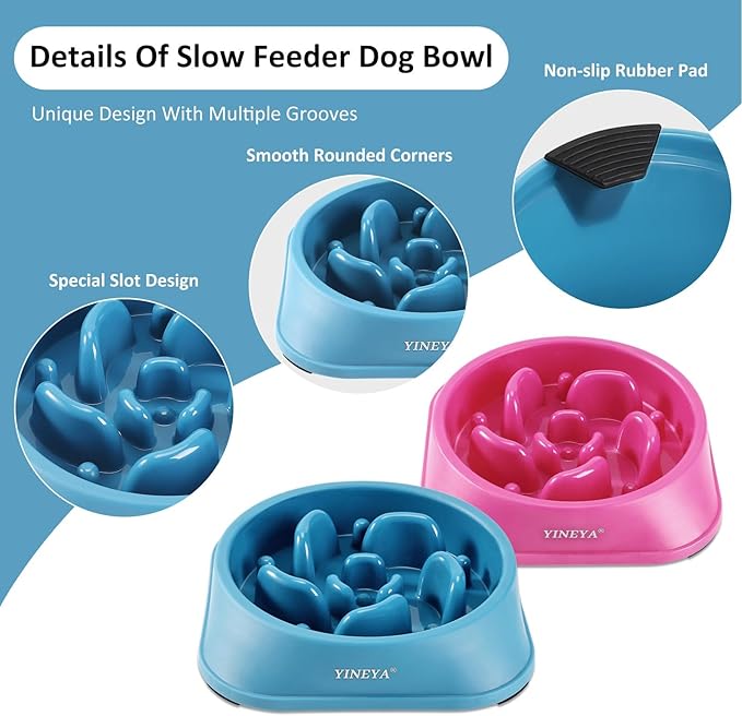 2Pcs Slow Feeder Dog Bowls Large Breed, Dog Slow Feeder Bowl, Dog Food Bowls Slow Feeder, Dog Bowl Slow Feeder, Dog Bowl That Slow Down Eating, Puzzle Dog Food Bowls, Slow Eating Dog Bowl