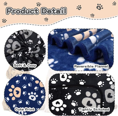 1 Pack 3 Dog Blankets for Small Dogs, Soft Fleece Dog Blanket Fluffy Pet Blanket Warm Sleep Mat Cute Paw Print Puppy Cat Blanket, Flannel Throw for Washable Dog Bed, Blanket for Dogs, 23"X16"