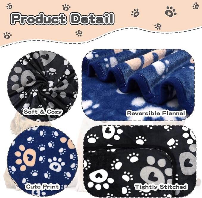 1 Pack 3 Dog Blankets for Medium Dogs, Soft Fleece Dog Blanket Fluffy Pet Blanket Warm Sleep Mat Cute Paw Print Puppy Cat Blanket, Flannel Throw for Washable Dog Bed, Blanket for Dogs, 41"X31"