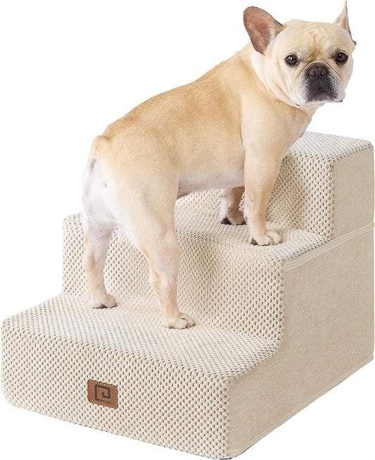 EHEYCIGA Dog Stairs for Small Dogs 13.5" H 3-Step Dog