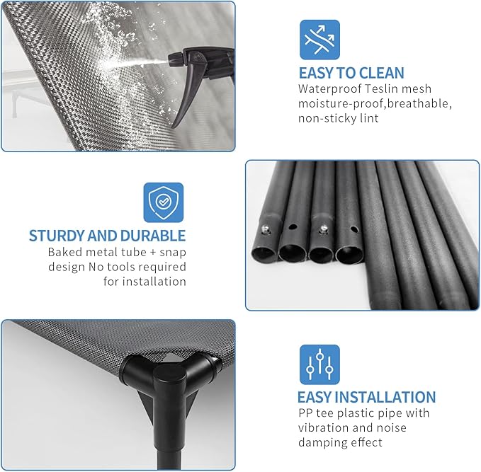 Bestio Elevated Dog Bed 44x32x9 Inch 120 lbs