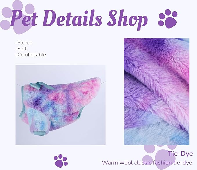 Dog Sweaters for Small Dogs Girl Boy Winter Tie-Dye Puppy Sweater Warm Pet Clothes Outfits for Chihuahua Yorkie Shih Tzu Teacup Cold Weather Dog Coat Spring Cat Apparel (Small 2)
