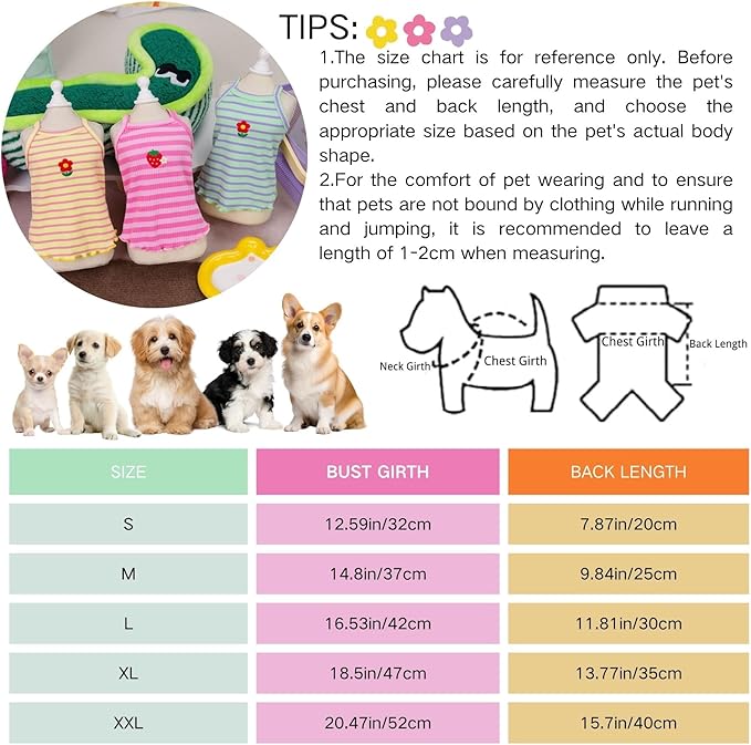 Cute Summer Dog T Shirt Striped Pet T-Shirts