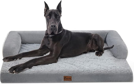 XXL Dog Bed with Bolsters, Orthopedic Dog Beds for Extra Large Dogs, Waterproof Dog Beds XLarge, Memory Foam Dog Bed with Removable Washable Cover, Nonskid Bottom (XX-Large, Grey)