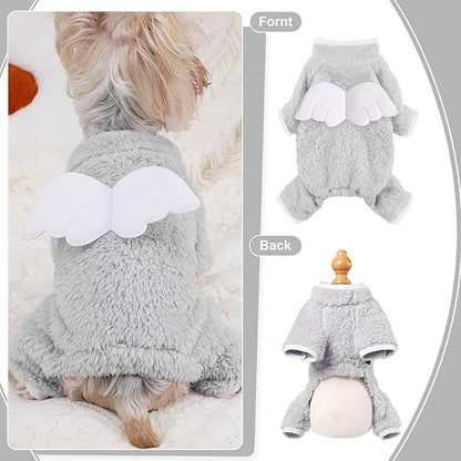 Dog Pajamas Small Dog Sweaters - Winter Warm Dog Jumpsuit, Soft and Stretchy 4 Legged Fleece Dog Clothes for Small Dogs Girl Boy (XX-Small, Grey)