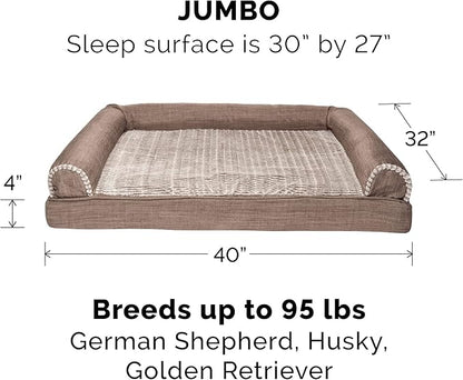 Furhaven Cooling Gel Dog Bed for Large Dogs w/ Removable Bolsters & Washable Cover 95 lbs