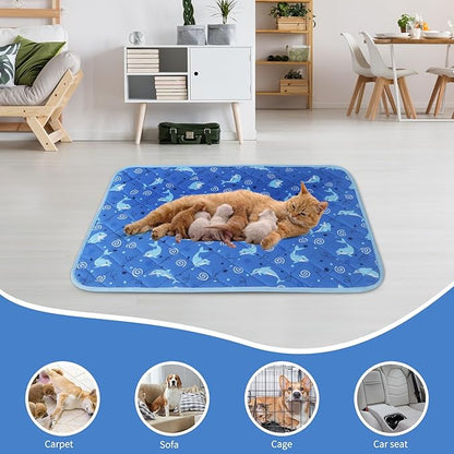 IEUUMLER Washable Pee Pads for Dogs 2 Pack EU007 (Dolphin, 24"X18"-2pcs)