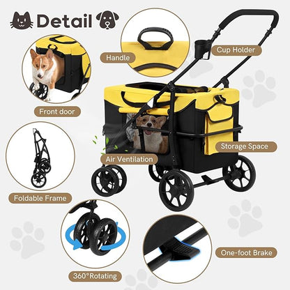 Dog Stroller for Small Medium Dogs 2 Cats,Foldable 360 ̊