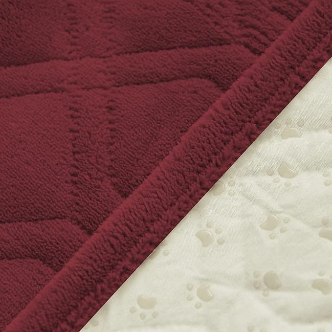 Ameritex Pet Dog Bed Coral Fleece Furniture Cover with Anti-slip Back Suitable for Bed and Sofa Super Soft (Large-46 x30, Burgundy)