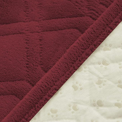 Ameritex Pet Dog Bed Coral Fleece Furniture Cover with Anti-slip Back Suitable for Bed and Sofa Super Soft (Medium-30 x30, Burgundy)