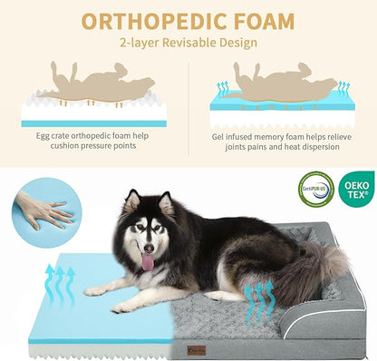 Memory Foam Large Dog Bed with Bolsters