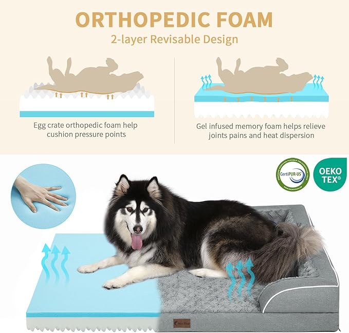 Memory Foam XL Dog Bed with Bolsters