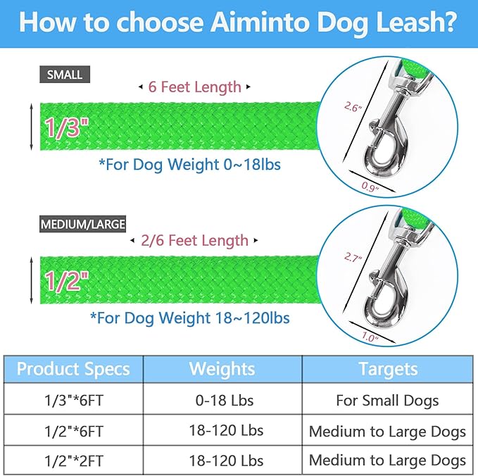 Dog Leash ((1/2") - 2FT, Light
