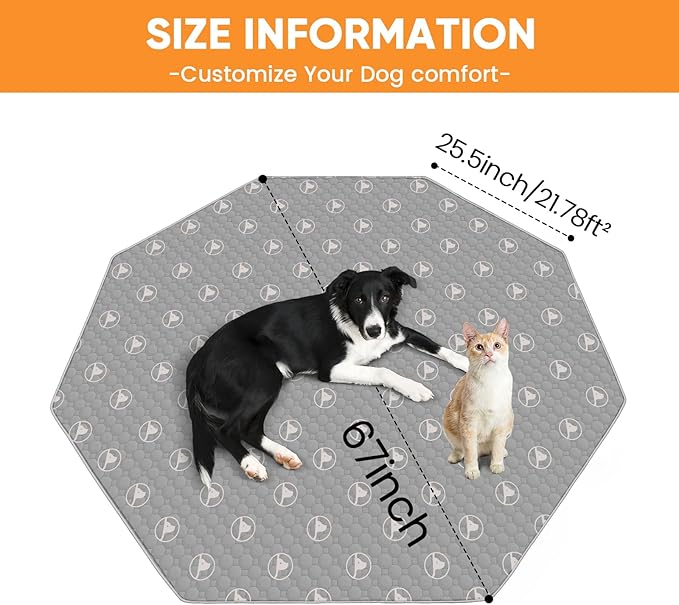 PJYucien Reusable Pee Pads for Dogs 26'' Per 67'' Diagonal 24'' Width 8 Panels