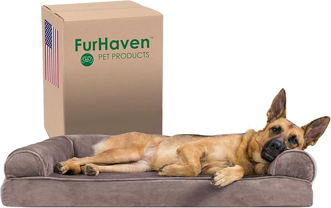 Furhaven Memory Foam Dog Bed for Large Dogs w/ Removable Bolsters & Washable Cover 95 lbs