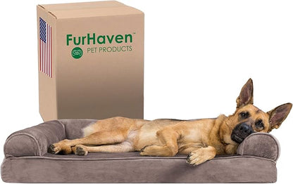 Furhaven Memory Foam Dog Bed for Large Dogs w/ Removable Bolsters & Washable Cover 95 lbs