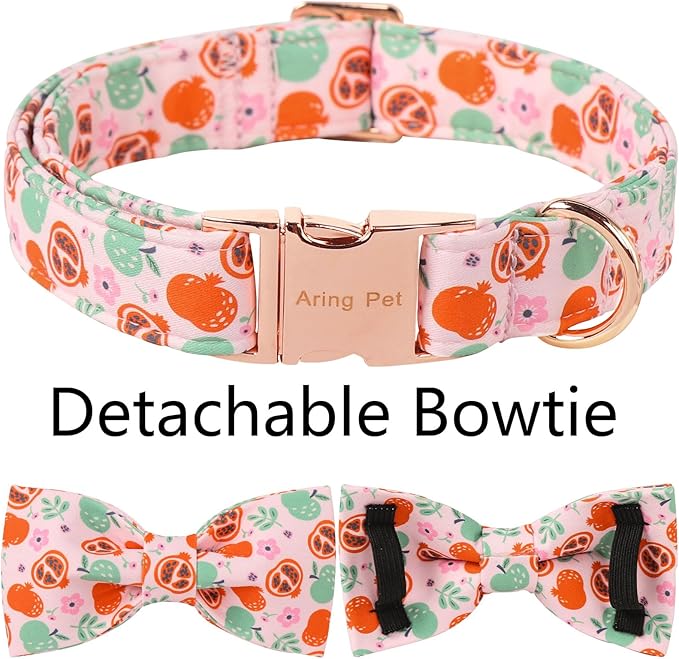 ARING PET Fall Dog Collar-Cute Pink Dog Collar with Bow