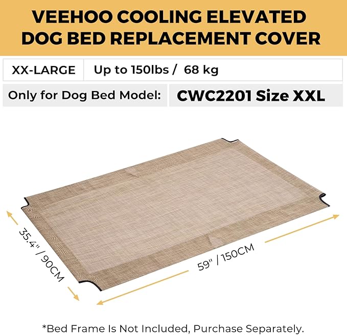 Veehoo Dog Bed Replacement Cover for CWC2201, Size XXL, Beige Coffee