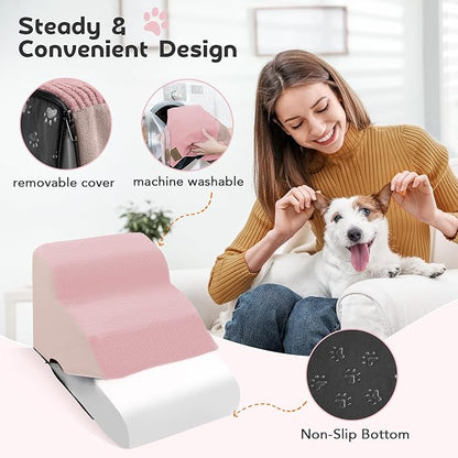 Mestuel 3-Tiers Foam Dog Stairs for Couch Sofa Bed 60 lbs,