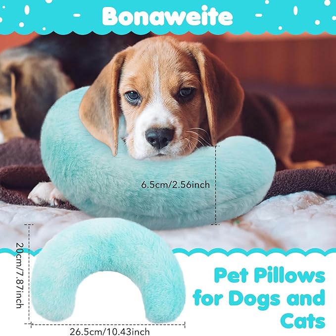 Bonaweite Cat Pillow, Soft Calming Pillow for Dogs, Pet Neck Pillows for Cervical Protection and Sleeping Support, Pet Calming Toy for Anxiety Relief, U-Shaped Soothing Cuddler