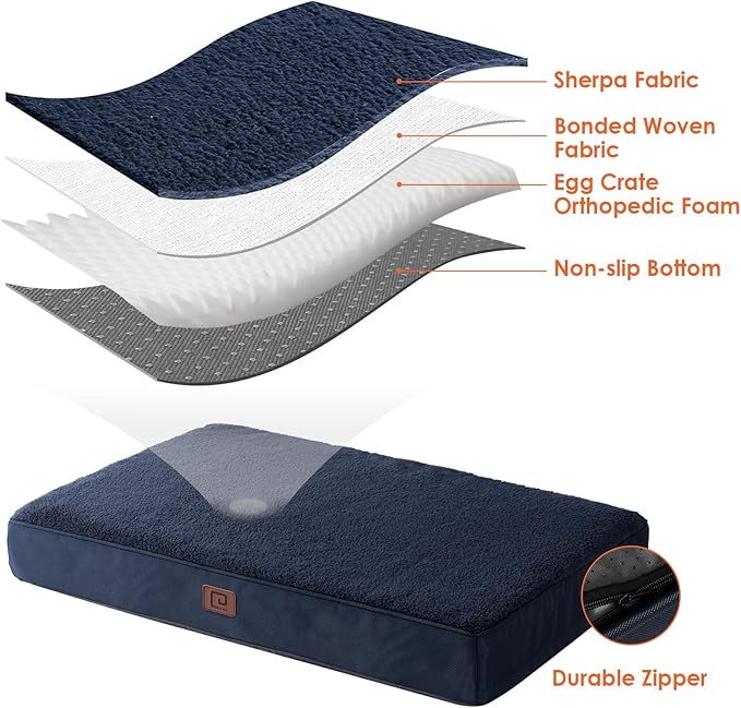 EHEYCIGA Orthopedic Dog Beds for Large Dogs with Removable Washable Cover for Crate 35x23