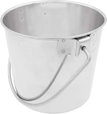 Fuzzy Puppy Heavy Duty Pail with Contoured Handle, Great for Dog, Cat and Critter Crates, Kennels, Coups & Cages, Stainless Steel, Silver, 9 Quart (HDP-9)