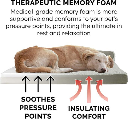 Furhaven Memory Foam Dog Bed for Large/Medium Dogs w/ Removable Bolsters & Washable Cover 55 lbs
