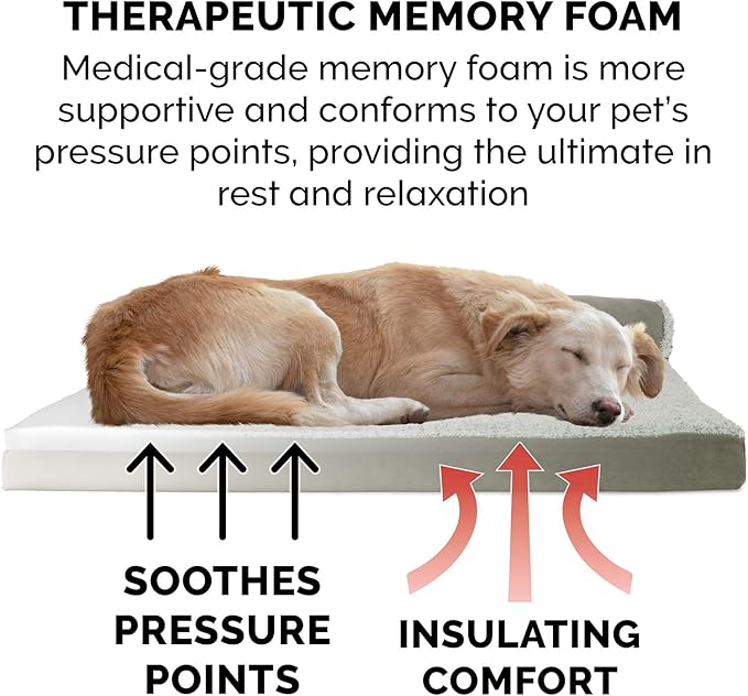 Furhaven Memory Foam Dog Bed for Large Dogs w/ Removable Bolsters & Washable Cover 95 lbs