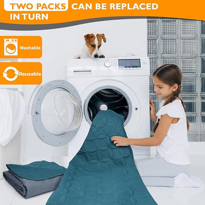 2 Packs Waterproof Dog Blankets Washable for Large Dog, Pet Couch Covers Protect Bed Sofa Furniture, Soft Reversible Dog Blankets Anti Scratches Dirty for Puppy Kids (82"×102", Teal/Grey Blue)