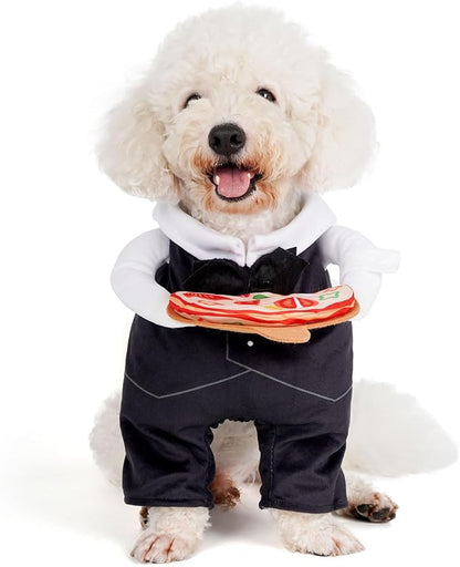 cyeollo Waiter Dog Halloween Costume, Cute Funny Dog Costumes for Small to Medium Dogs Pet Cosplay Clothes Holiday Outfits, Size M