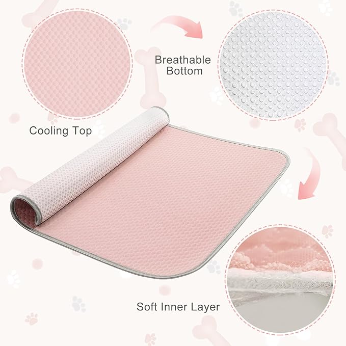 Summer Dog Cooling Mat Washable Ice Silk Self Cool Pad for Small Medium Large Dogs and Cats 27x22in)