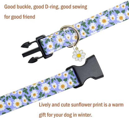 Flower Patterns Dog Collar with Accessories