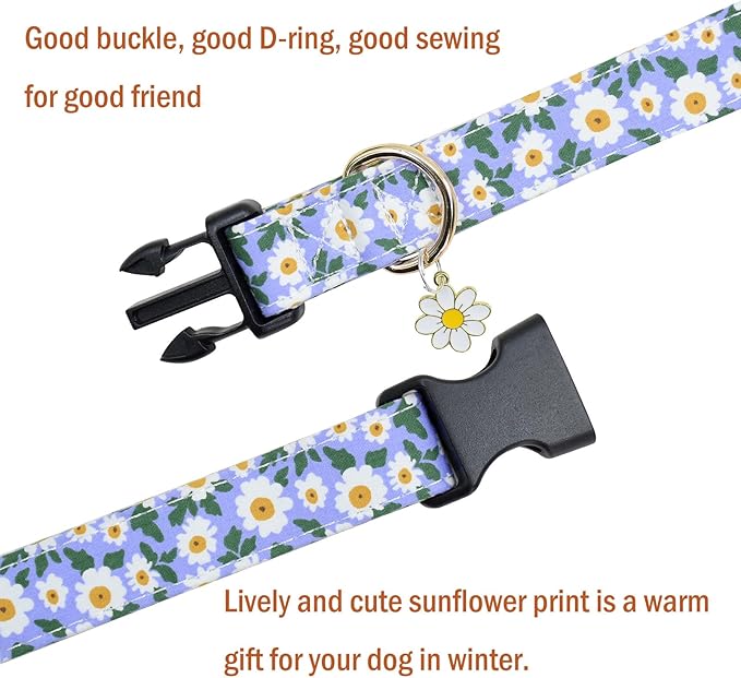 Flower Patterns Dog Collar with Accessories