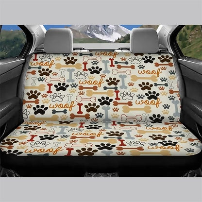 AFPANQZ Dog Paw with Bone Print Car Backseat Covers Dog Seat Cushion for Rear Seat Non-Slip Soft Car Seat Covers for Dogs