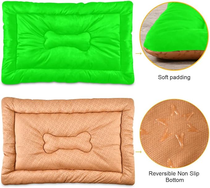 Plain Neon Green Solid Color Pet Bed Pad Soft Dog Bed Mat with Anti-Slip Bottom 18'' x 24''