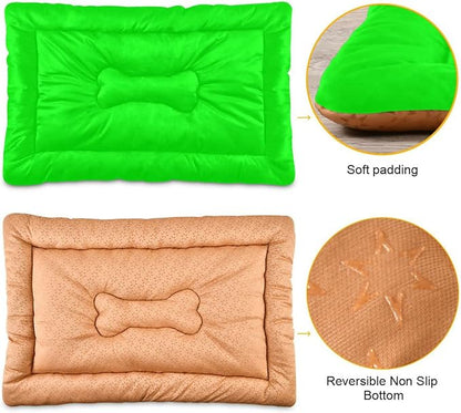 Plain Neon Green Solid Color Pet Bed Pad Soft Dog Bed Mat with Anti-Slip Bottom 18'' x 24''