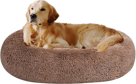 Coohom Oval Calming Donut Cuddler Dog Bed Bed(30"/36"/43'') for (XL(36"x27"x7"), Camel)