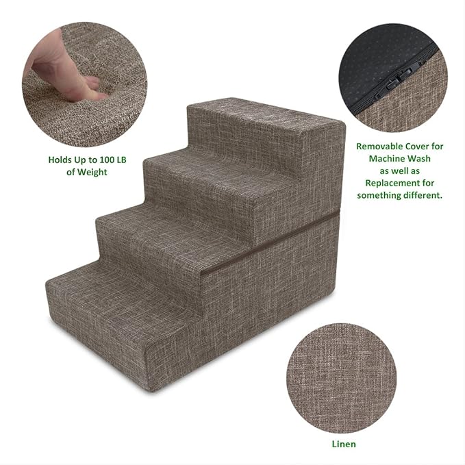 Best Pet Supplies Foldable Foam Pet Steps for Small Dogs and Cats 4-Step