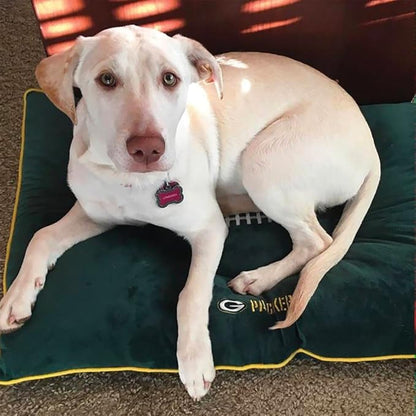 NFL PET BED - Green Bay Packers 'Soft & Cozy' Plush Pillow Bed. - FOOTBALL DOG BED. Cuddle, Warm Sports Mattress BED for CATS & DOGS